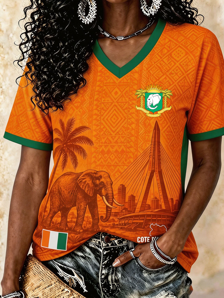 T-shirt imprimé pour femmes Côte d'Ivoire Football Lover Art