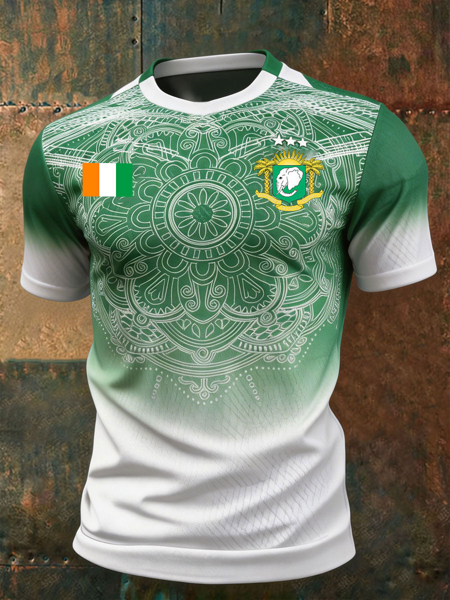 T-shirt imprimé pour passionné de football, Côte d’Ivoire, couleur ivoire pour hommes