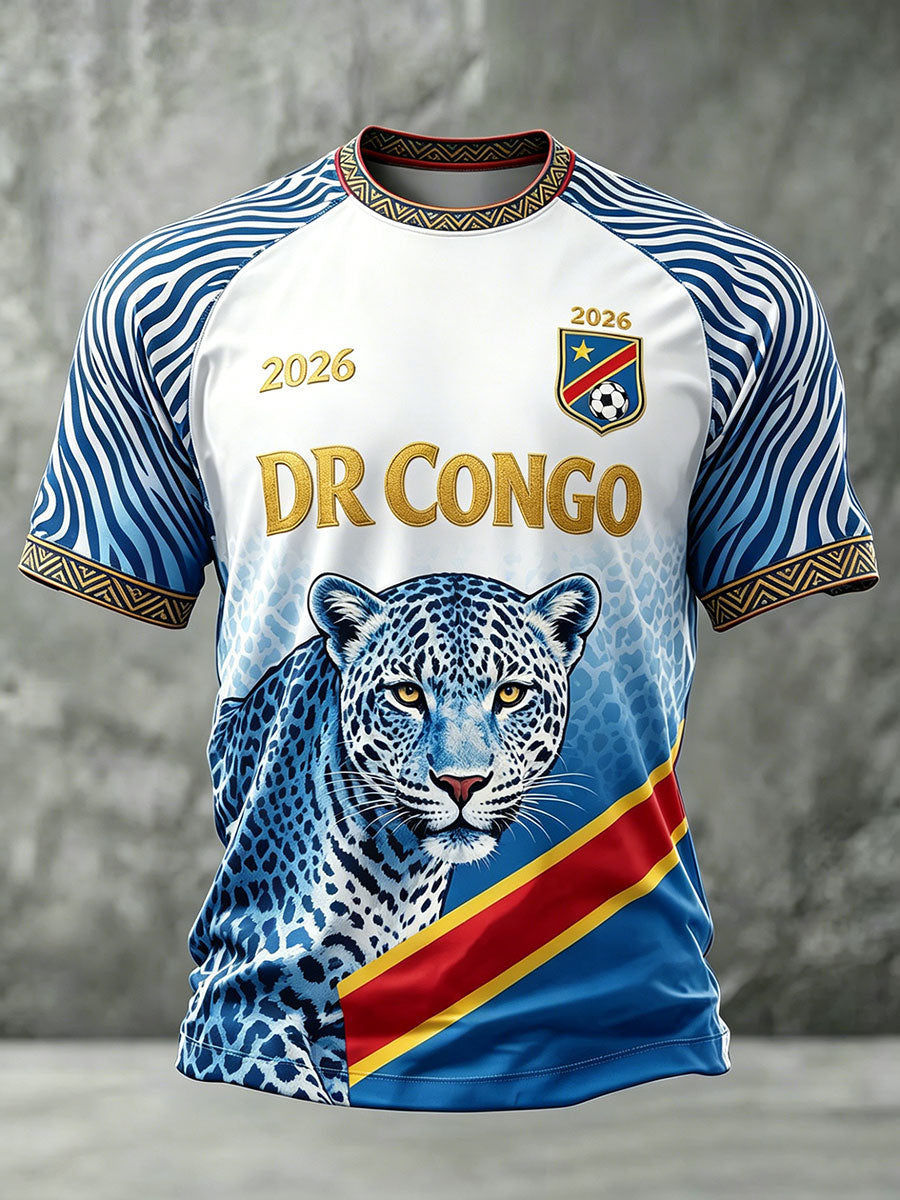 T-shirt décontracté à imprimé football DRC pour hommes