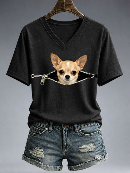 T-shirt drôle imprimé Chihuahua Femme