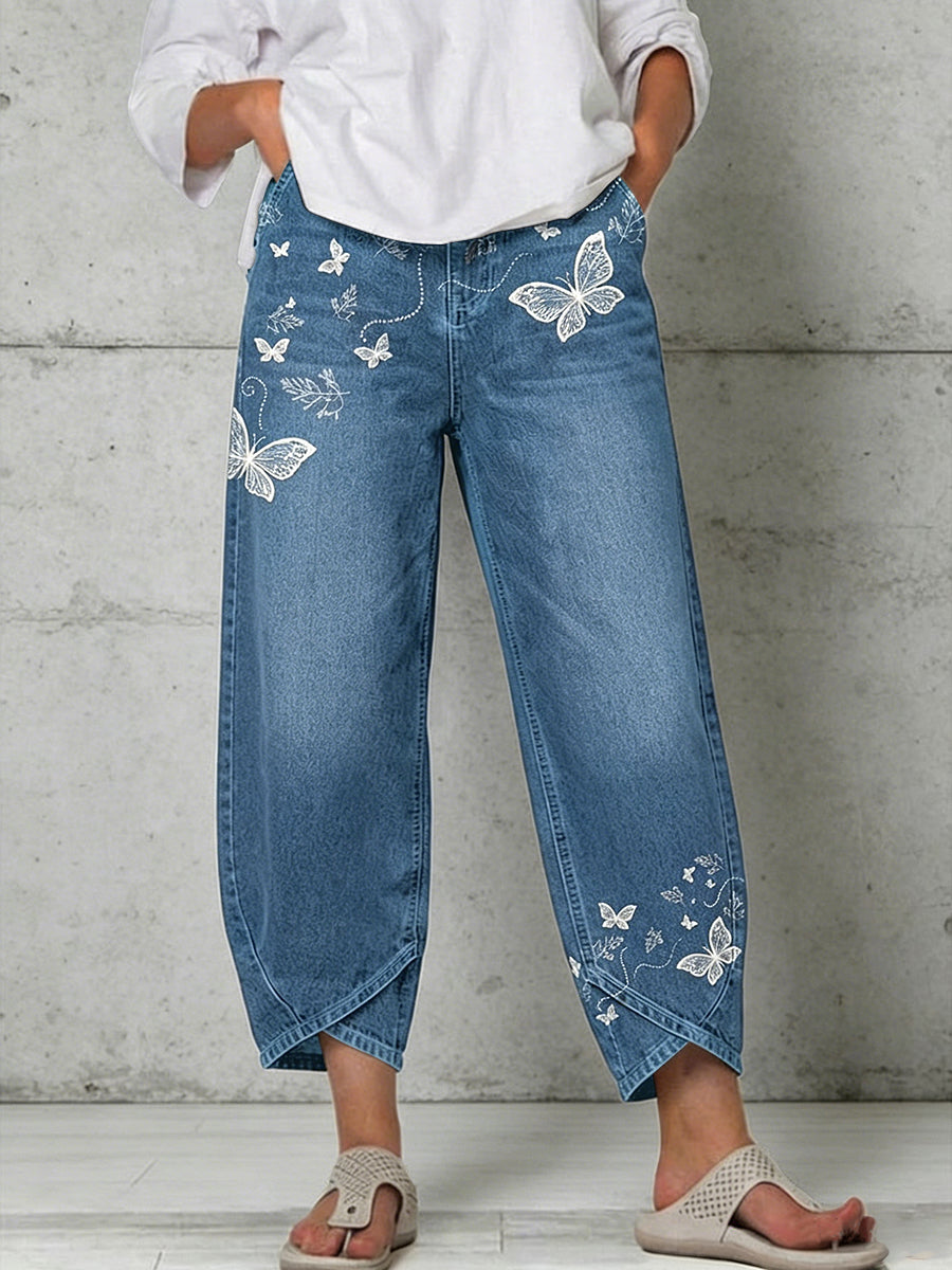 Pantalon Femme Animal Papillon Imprimé Art