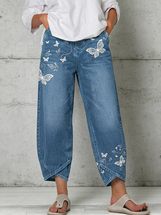 Pantalon Femme Animal Papillon Imprimé Art
