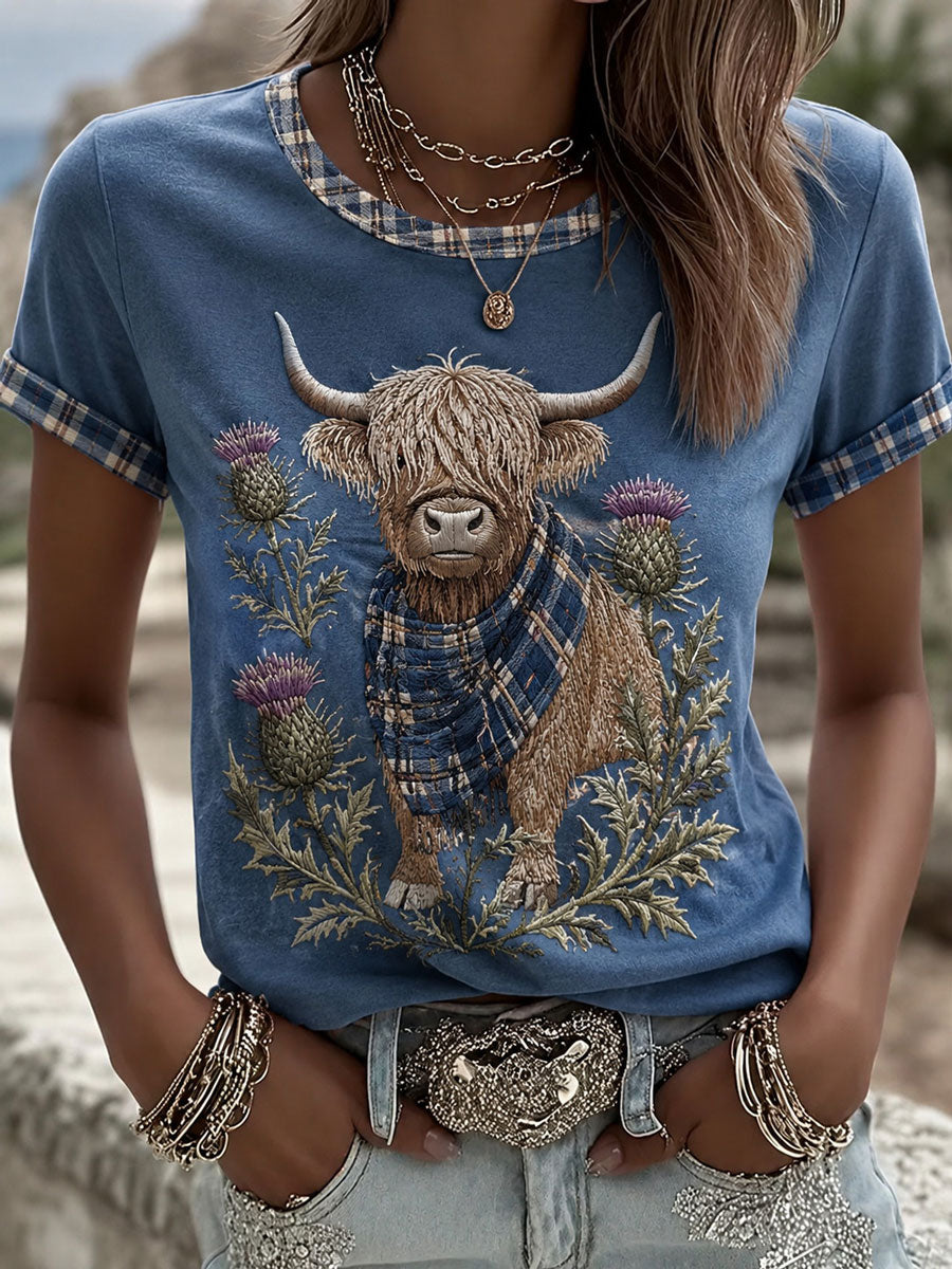 T-shirt à carreaux Highland Denim Femme