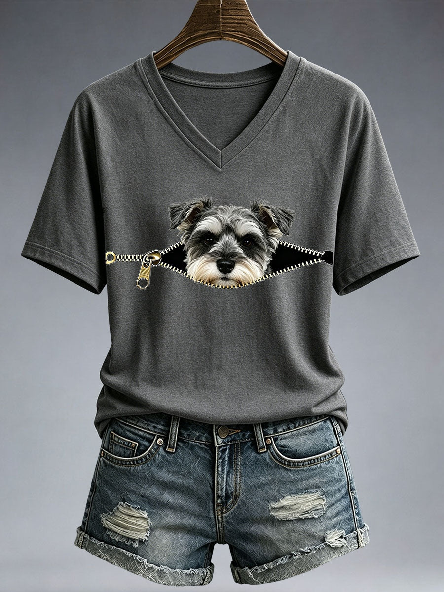 T-shirt drôle à imprimé Schnauzer Femme