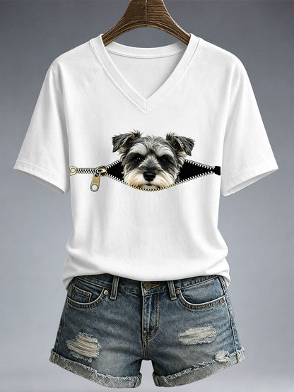 T-shirt drôle à imprimé Schnauzer Femme