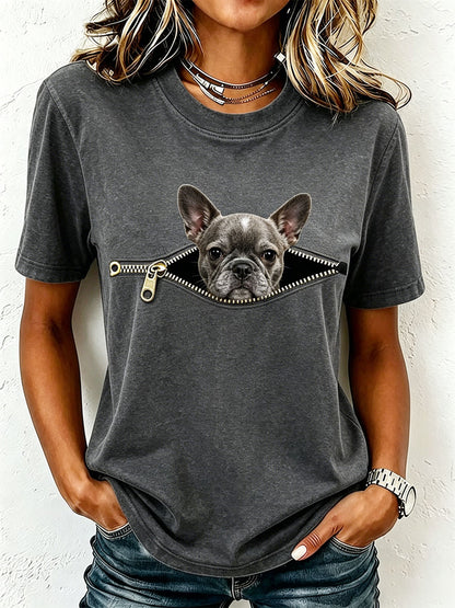 T-shirt féminin adorable au motif de bouledogue français