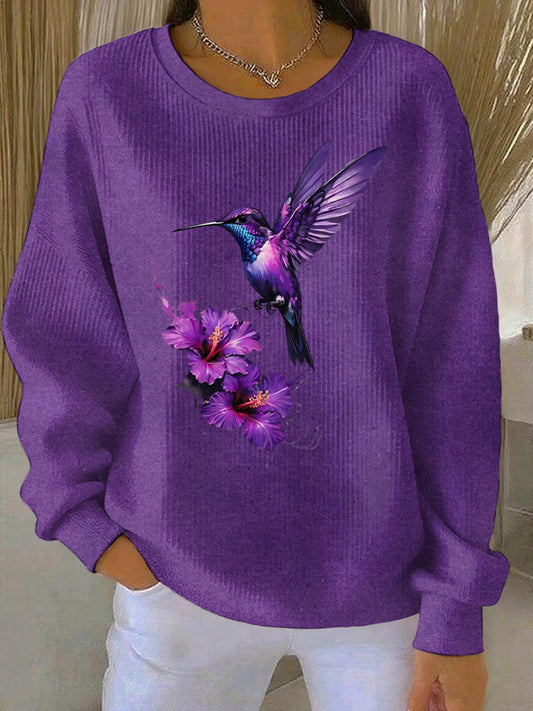 Sweat-shirt Décontracté Femme Violet Imprimé Art