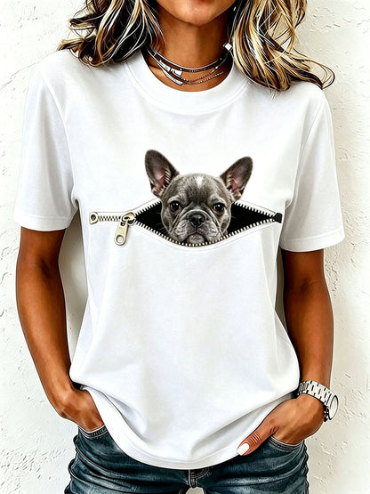 T-shirt féminin adorable au motif de bouledogue français
