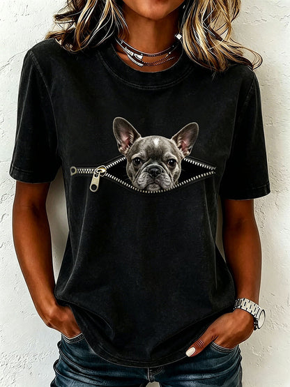 T-shirt féminin adorable au motif de bouledogue français