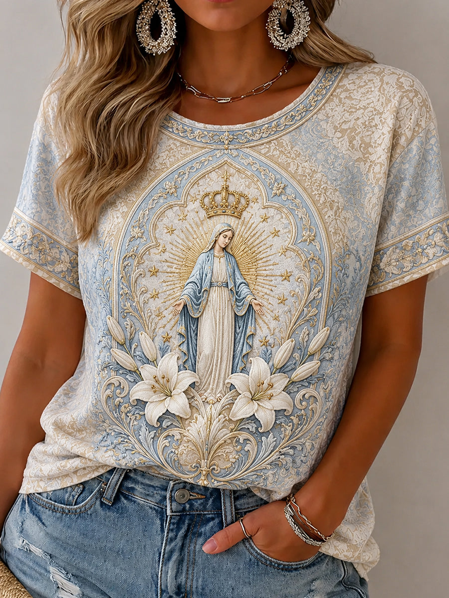 T-shirt imprimé pour femmes représentant l’Assomption de Marie