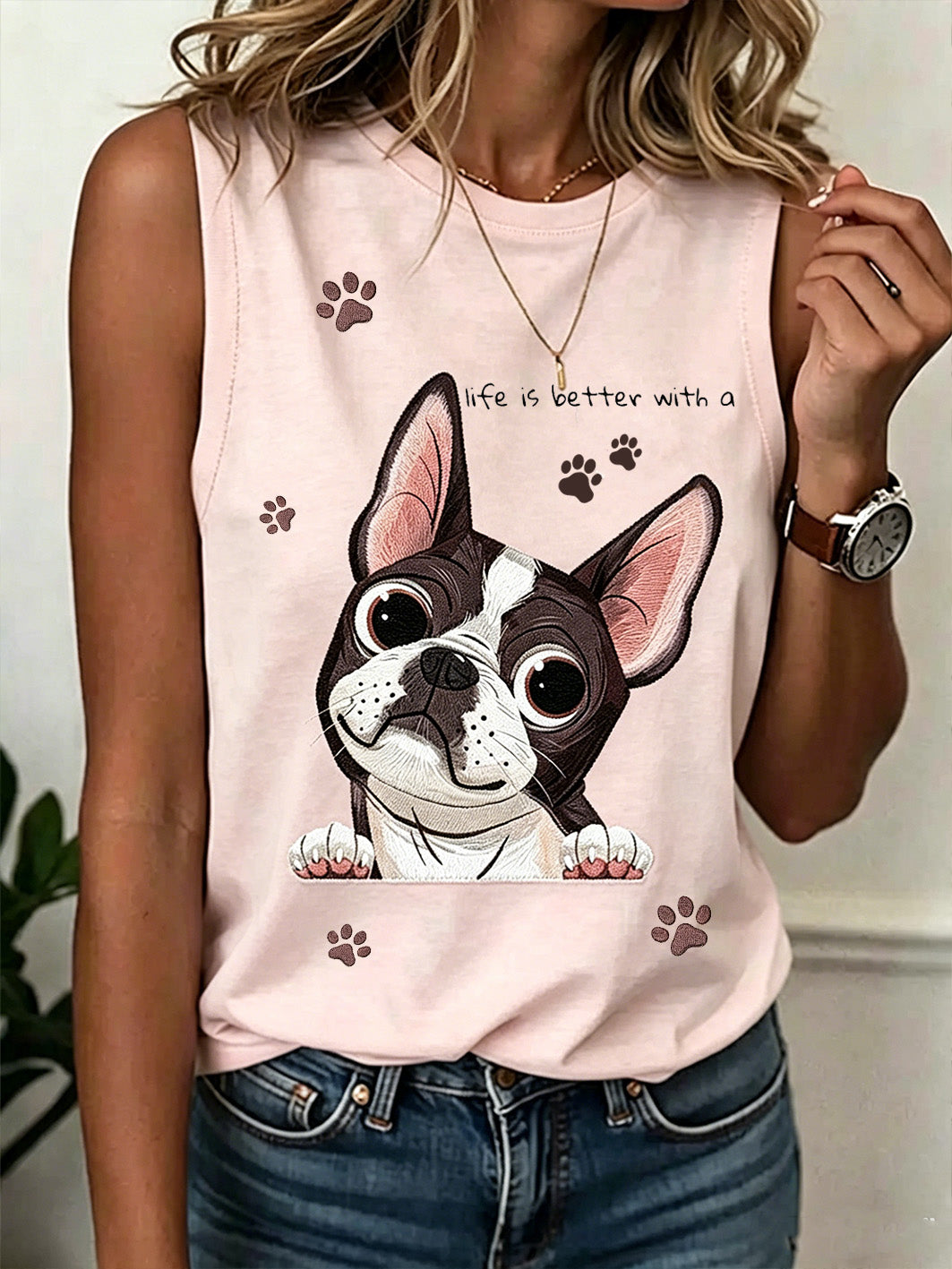 Le modèle mignon du chien des femmes a imprimé le gilet occasionnel
