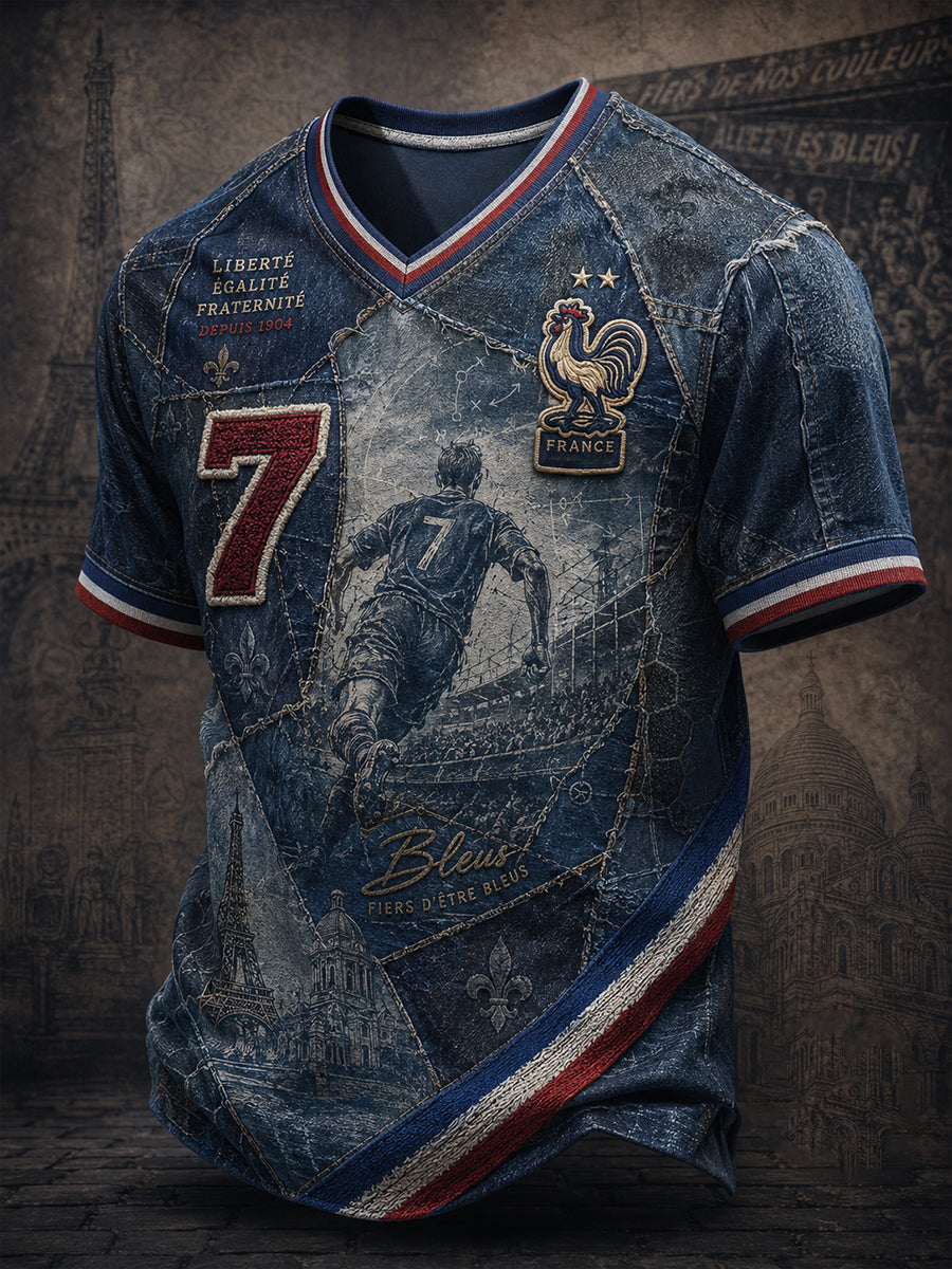 T-shirt col en V France Football pour homme