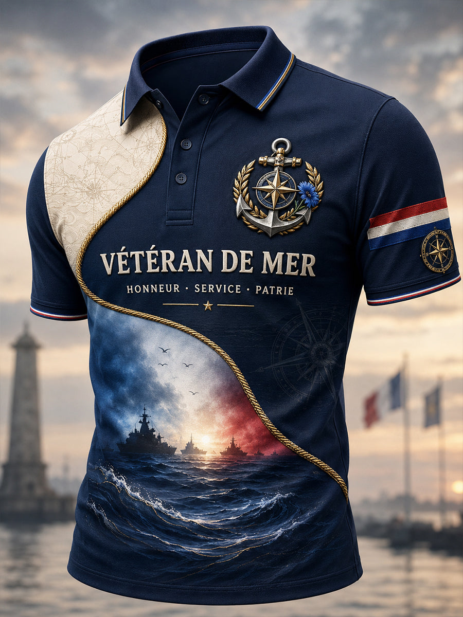 Chemise française à manches courtes pour hommes vétérans