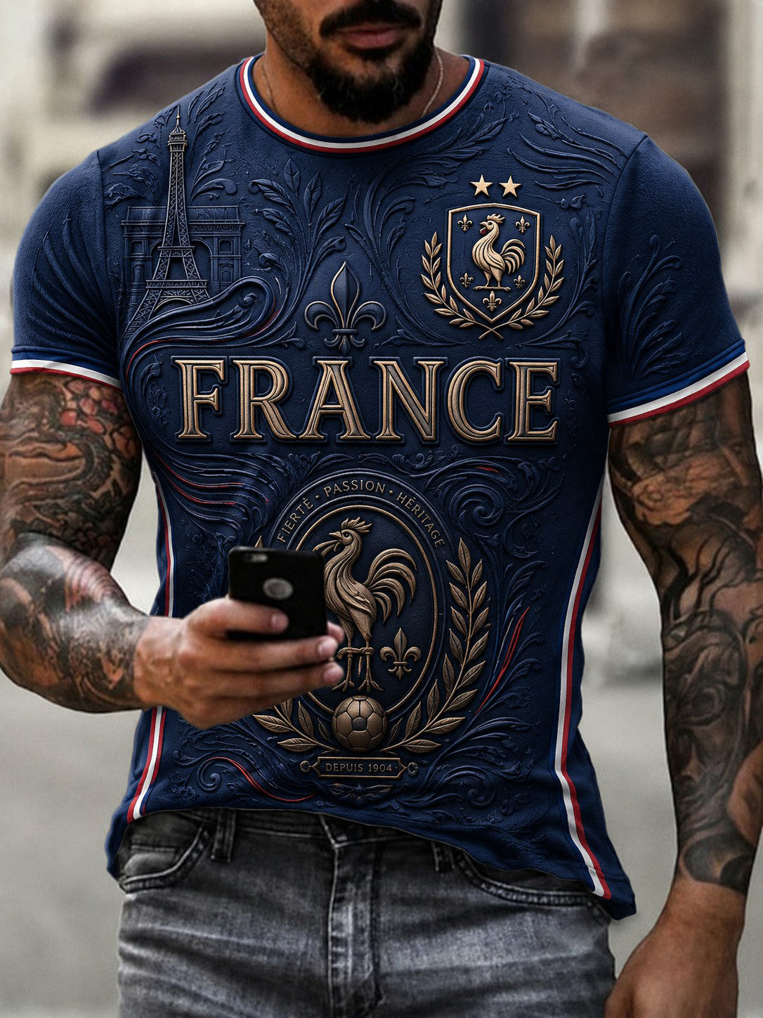 T-shirt homme France Football imprimé