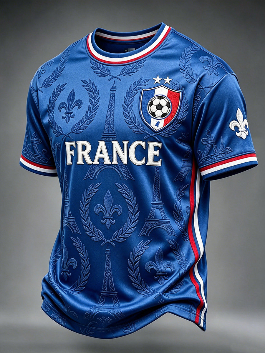 T-shirt à manches courtes vintage France Football Art Print pour hommes