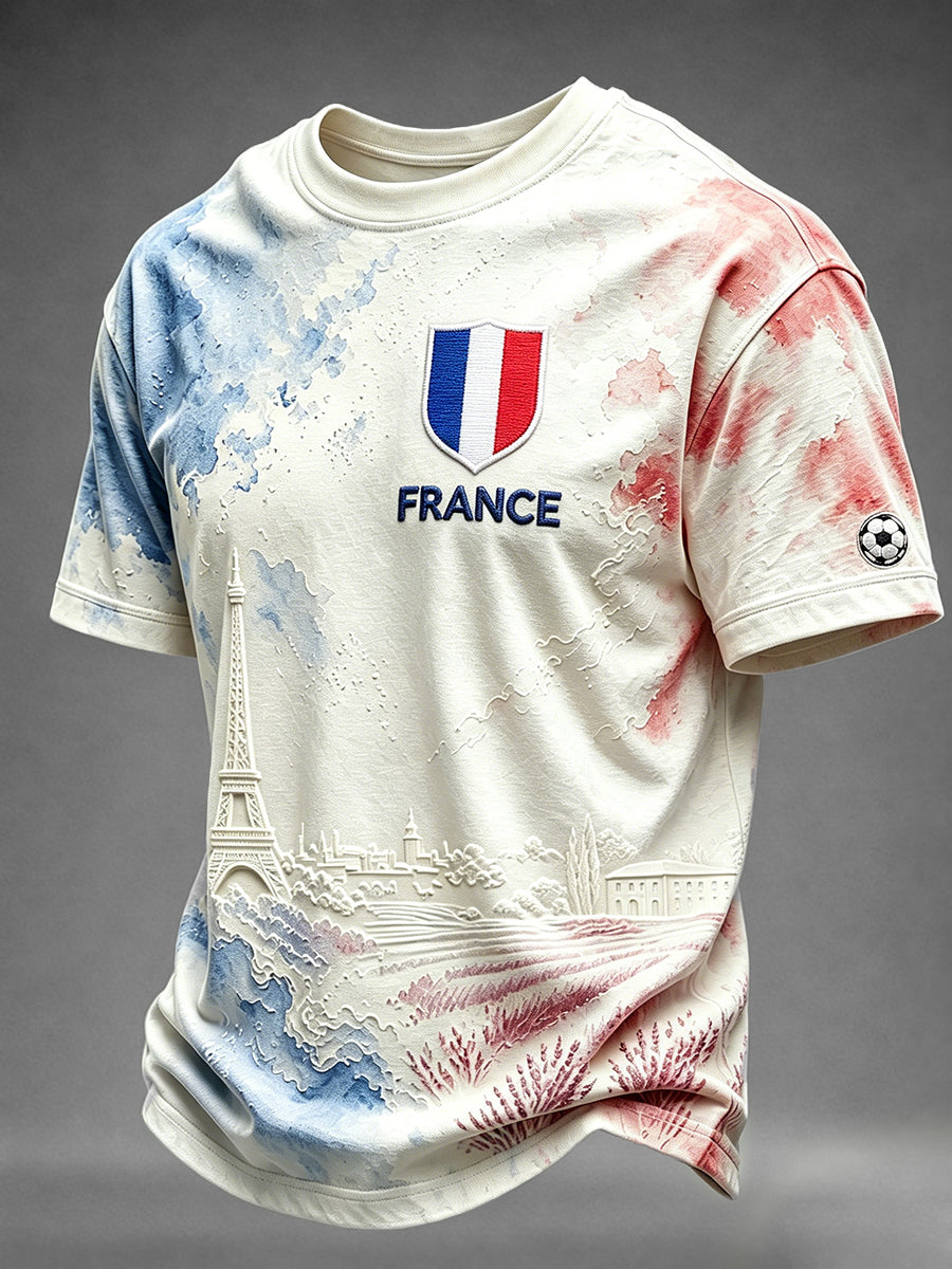T-shirt à manches courtes à imprimé inspiration France Football pour homme