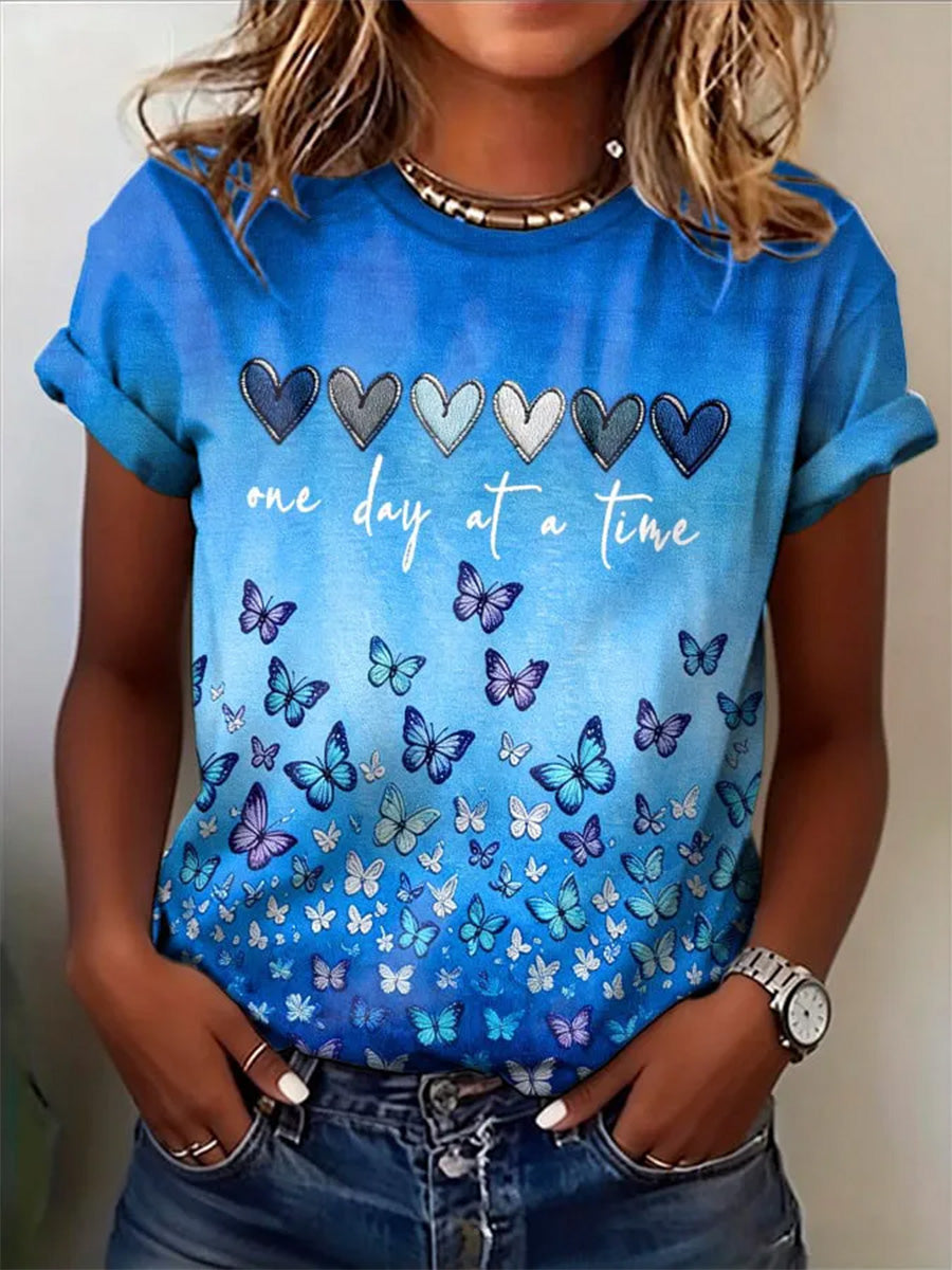 T-shirt à imprimé Alzheimer pour femmes