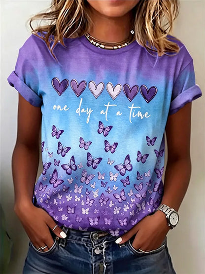T-shirt à imprimé Alzheimer pour femmes