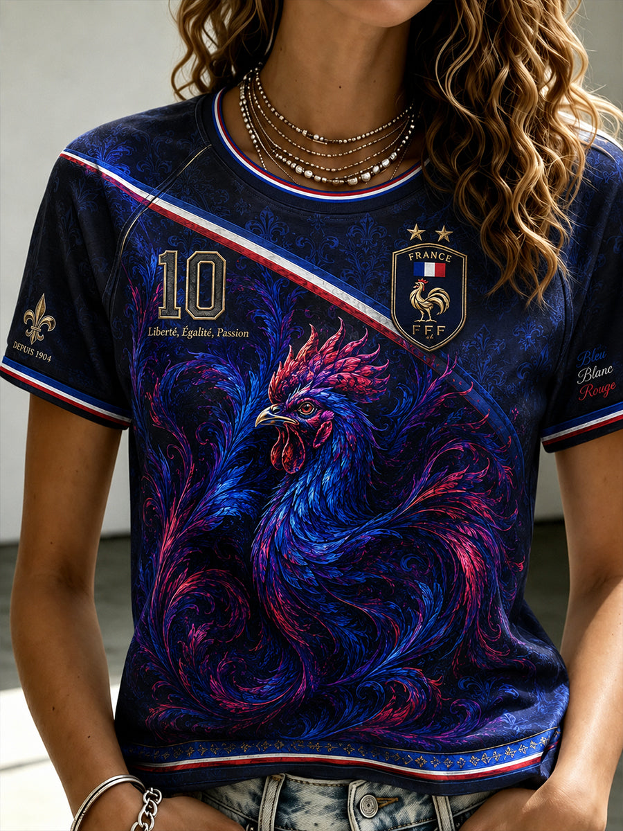 T-shirt femme France Football à col rond et manches courtes
