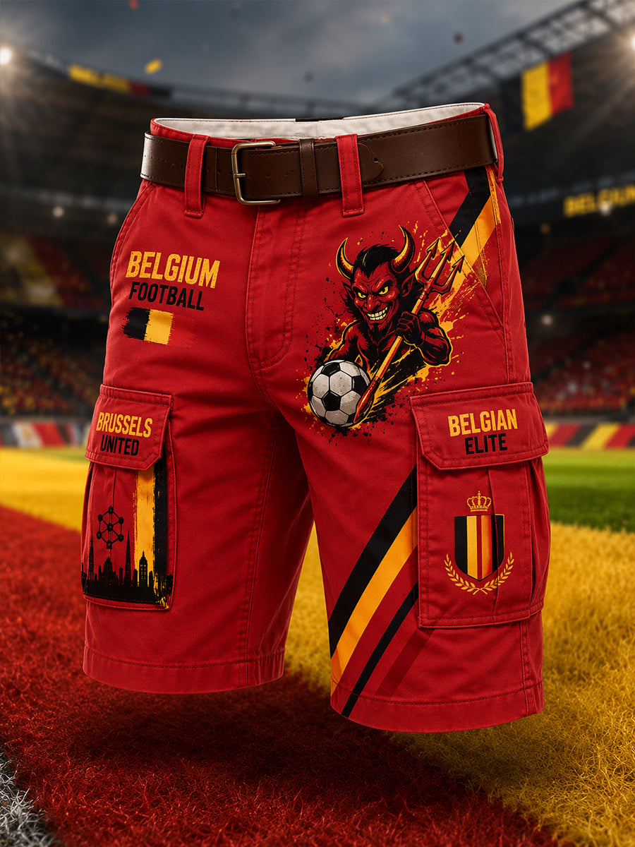 Pantalons cargo courts à imprimé sur le thème du football masculin
