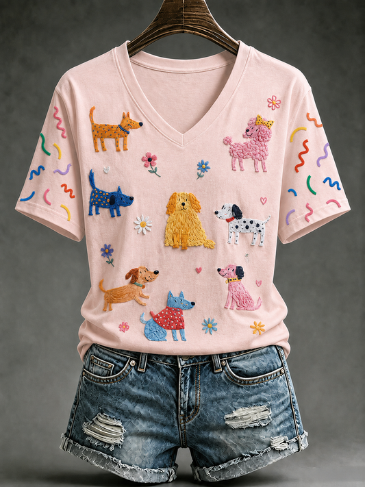 T-shirt manches courtes chien femme