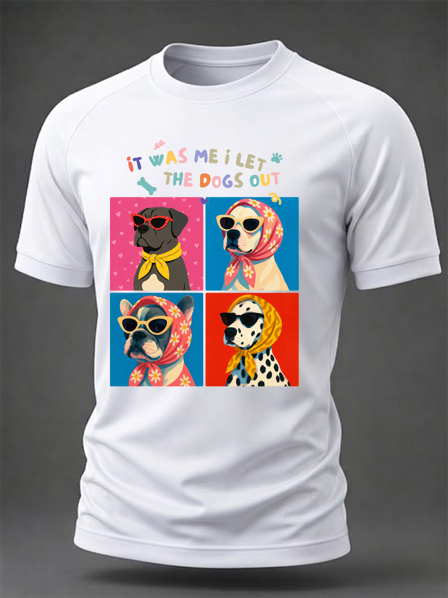 T-shirt manches courtes chien à la mode pour hommes
