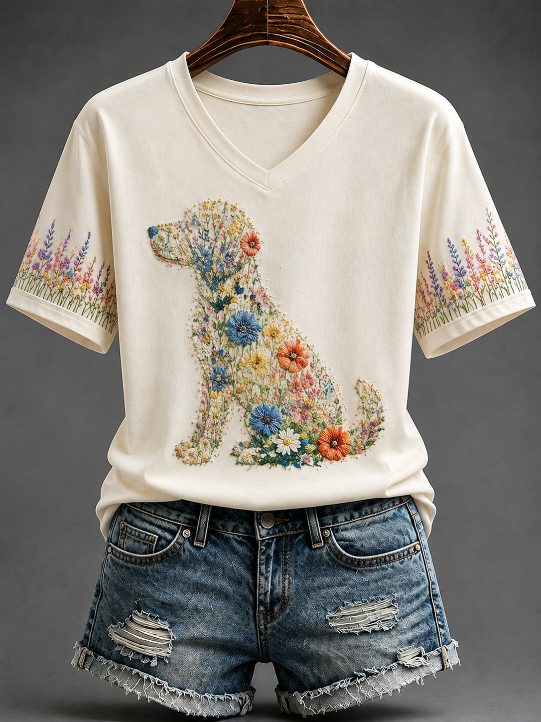 T-shirt pour femme à manches courtes motif chien