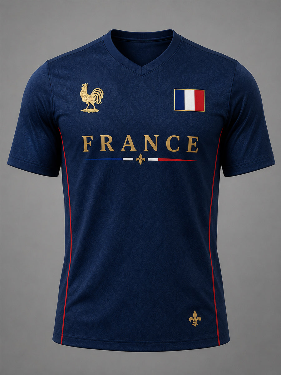 T-shirt décontracté à col en V pour hommes, imprimé France
