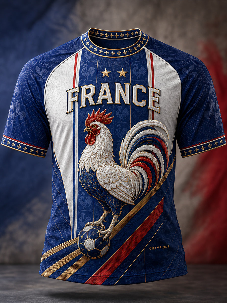 Chemise à manches courtes pour hommes, commémoration patriotique française