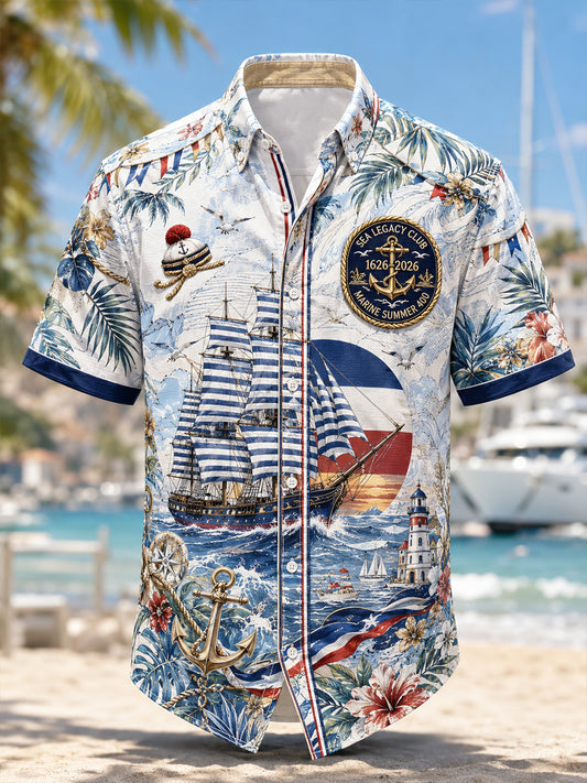 Chemise française de la Marine pour homme à manches courtes
