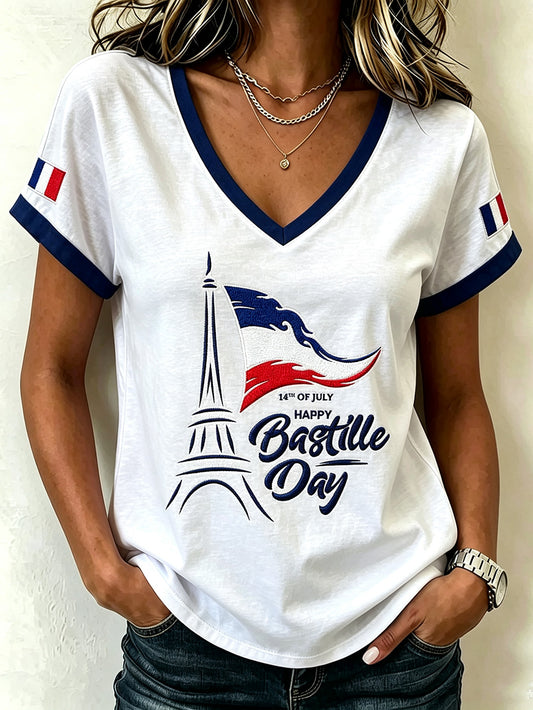 T-shirt à manches courtes imprimé en hommage aux femmes françaises