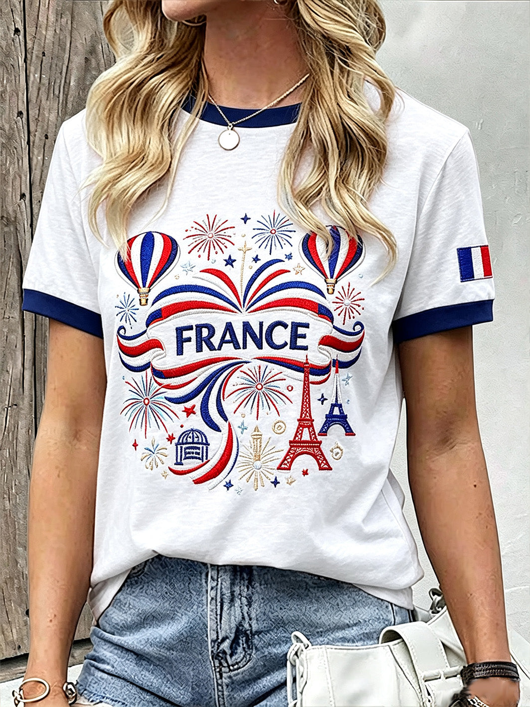T-shirt à manches courtes imprimé France Memorial Femme