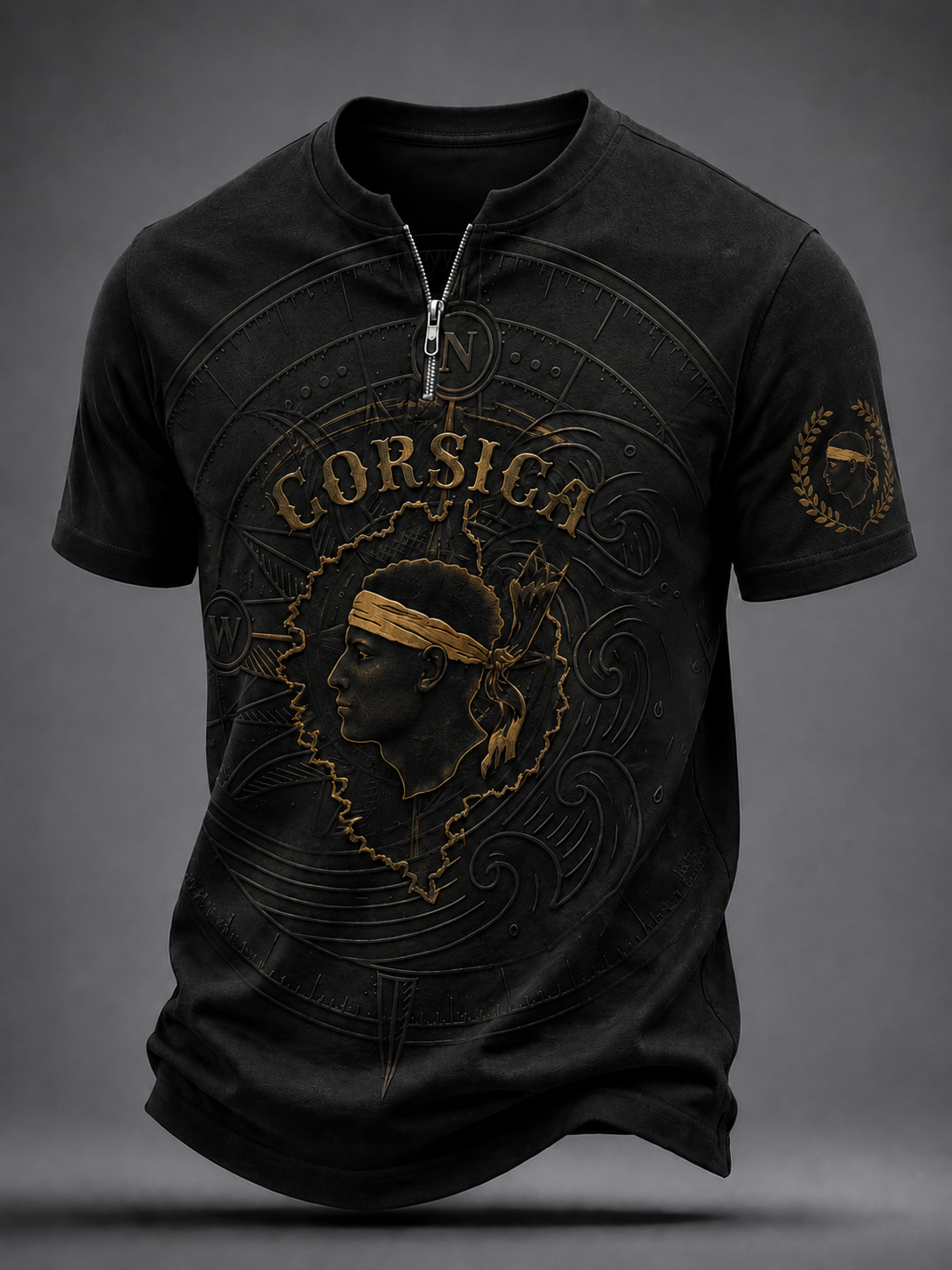 T-shirt à manches courtes Corsica Flag Zip Homme