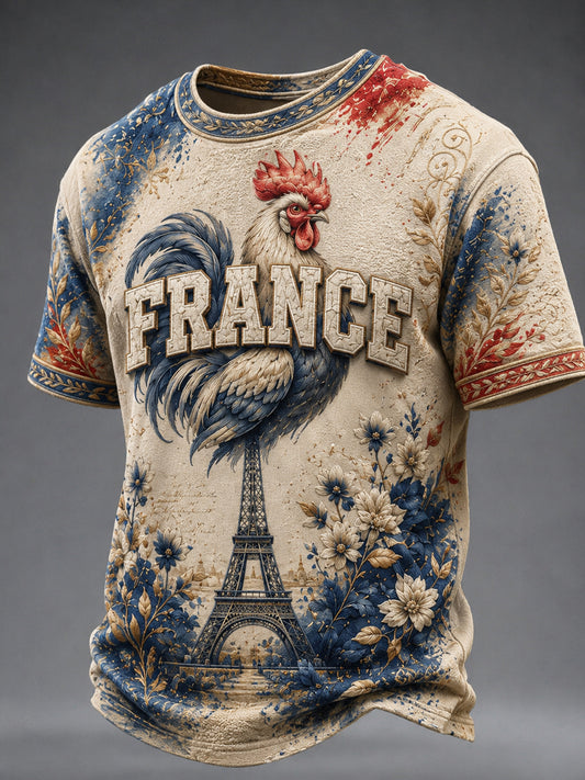 T-shirt à manches courtes et col rond pour homme, France Lover