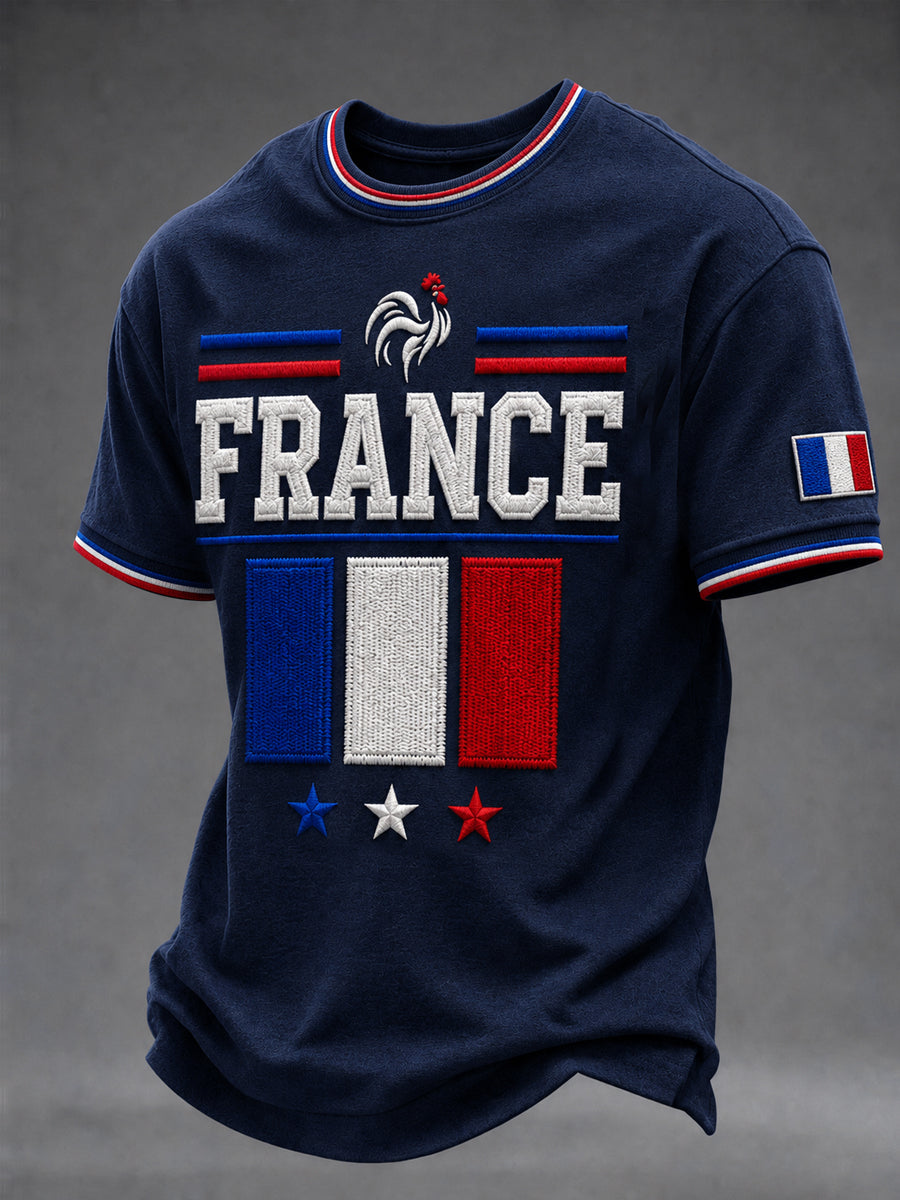 T-shirt à manches courtes et col rond pour homme, France Lover