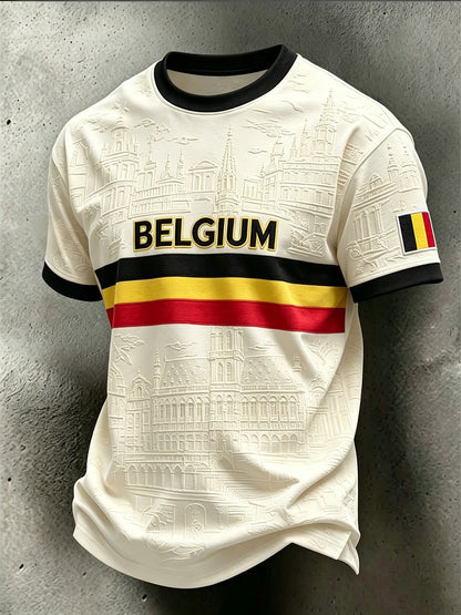 T-shirt décontracté commémoratif de style belge pour hommes