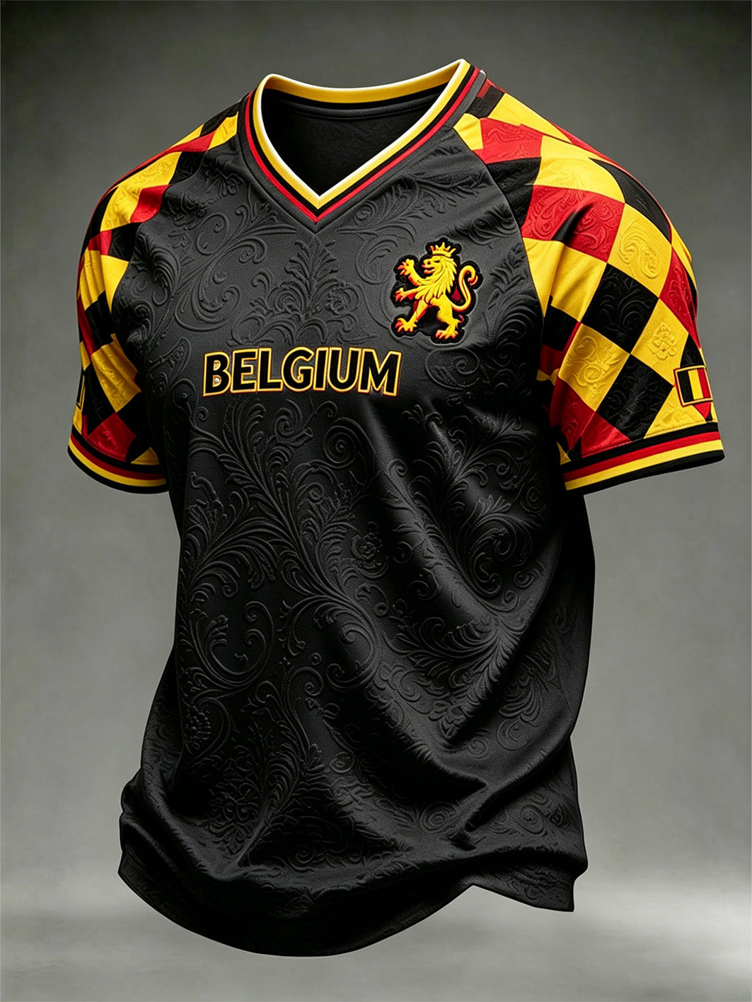T-shirt à col en V décontracté commémoratif de style belge pour hommes