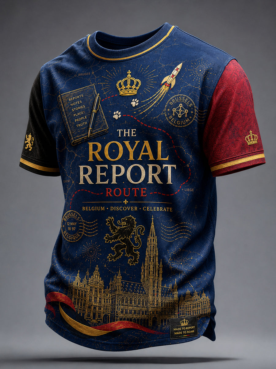 T-shirt à imprimé artistique pour la Fête nationale belge, modèle homme