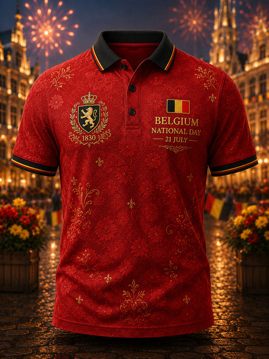 Polo à manches courtes pour homme avec imprimé célébrant la fête nationale
