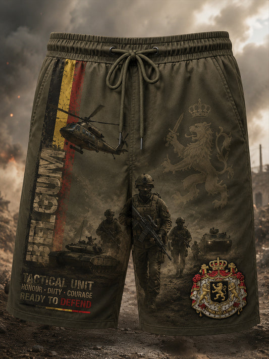Shorts pour homme au style vintage, ornés de motifs d’inspiration militaire