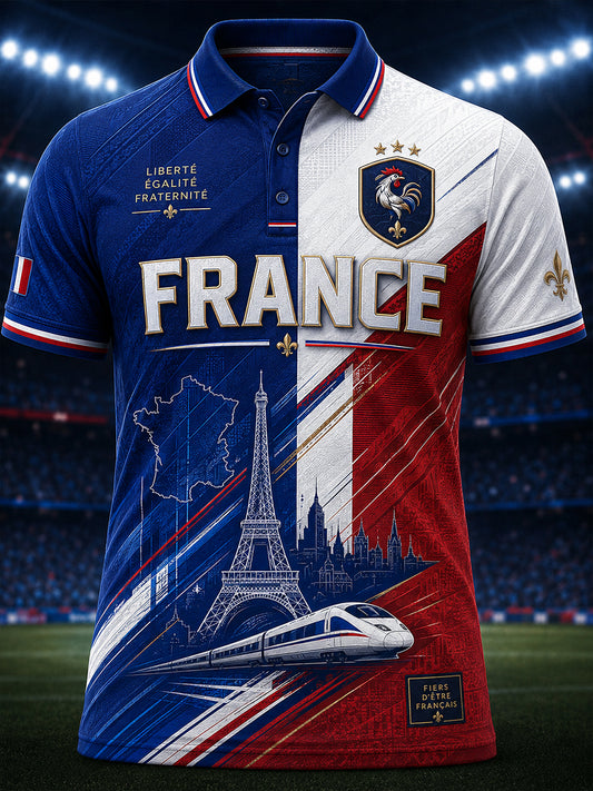 Chemise à manches courtes pour hommes, commémoration patriotique française