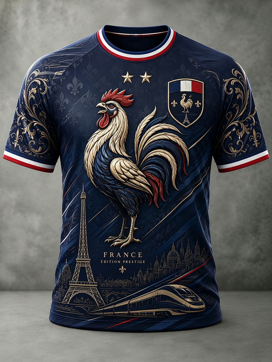 Chemise à manches courtes pour hommes, commémoration patriotique française