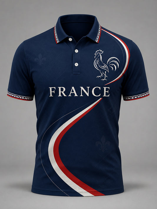 Polo décontracté pour hommes à imprimé français