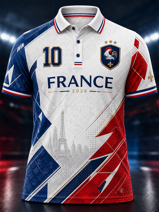 Chemise française patriotique pour hommes, à manches courtes, commémorative