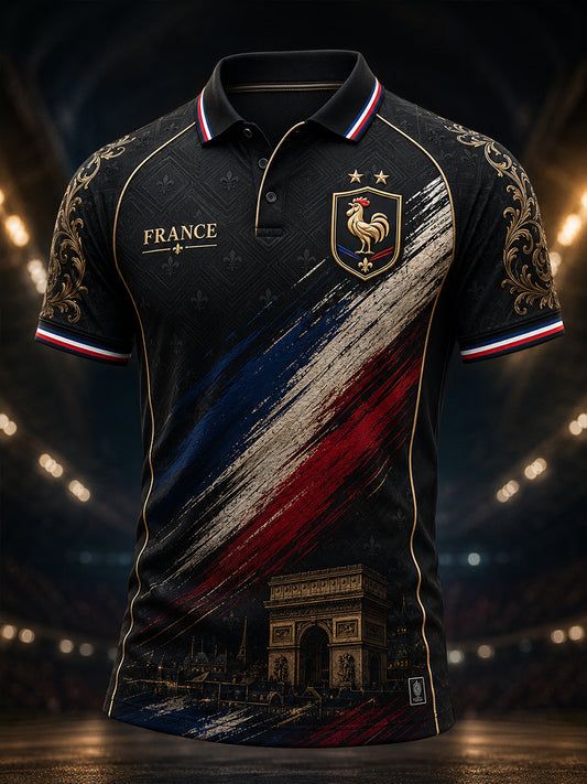 Polo à impression artistique pour la commémoration patriotique française, modèle homme