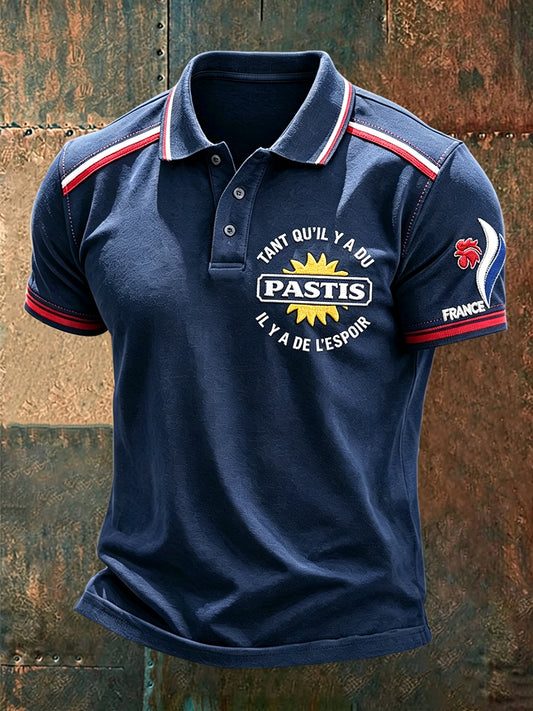 Polo Homme Bleu Foncé Décontracté French Pastis
