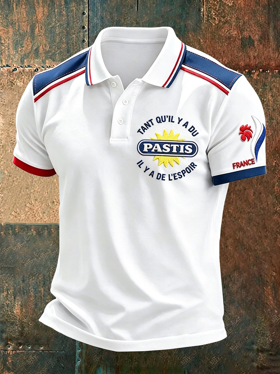 Polo décontracté à imprimé français Pastis pour hommes