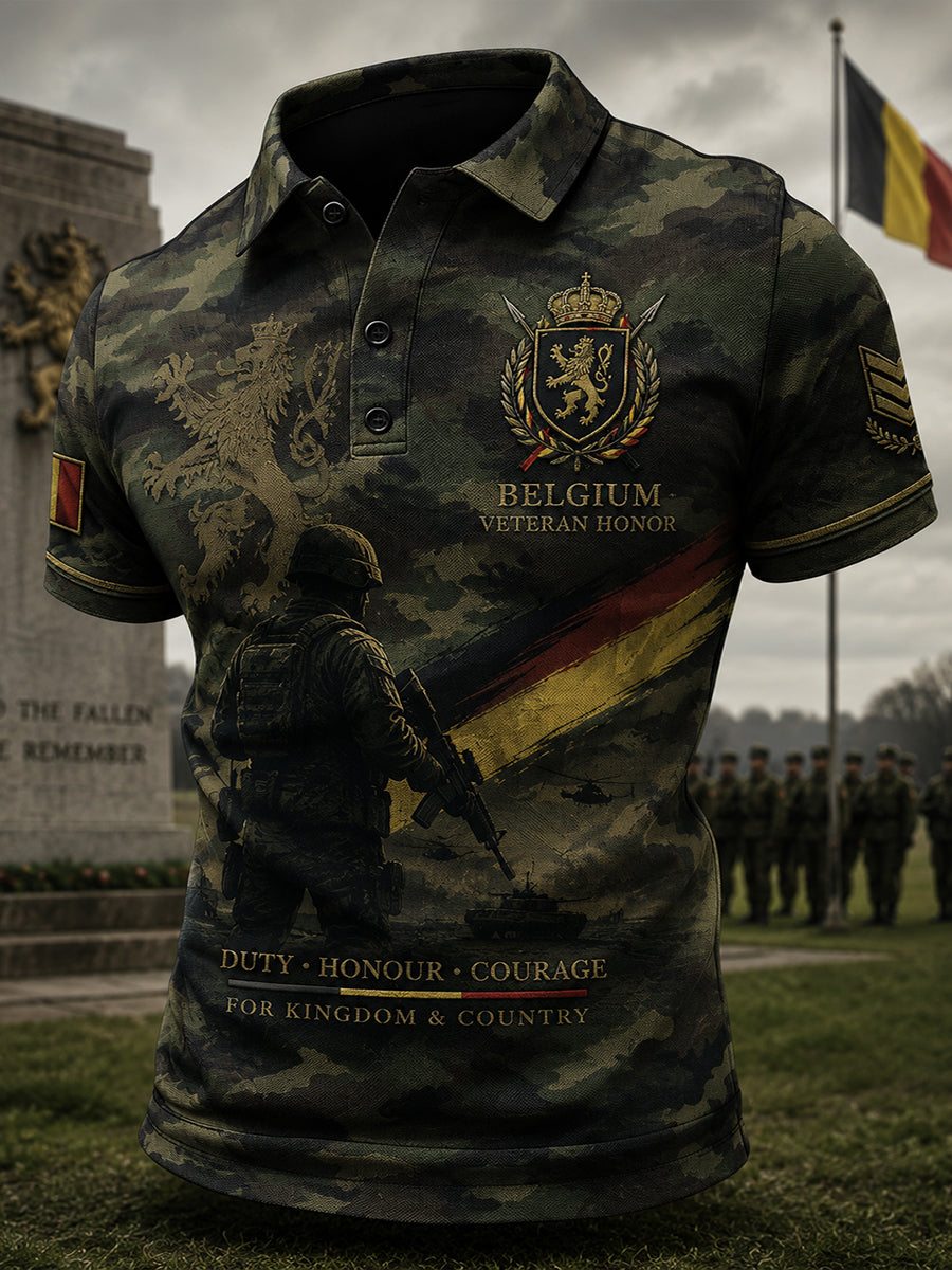 Polo Homme À Manches Courtes Imprimé Militaire Camouflage
