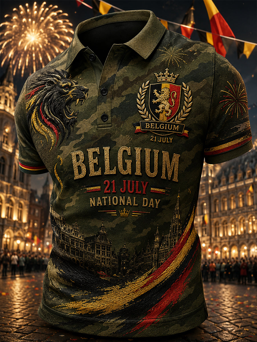 T-shirt polo à manches courtes, graphique, pour la célébration de la Journée nationale des hommes