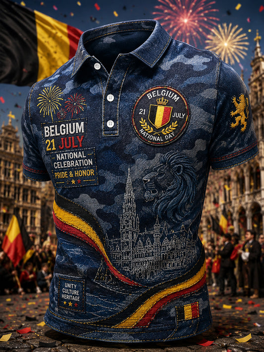 T-shirt polo à manches courtes, graphique, pour la célébration de la Journée nationale des hommes